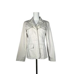 Rampage Clothing Company Women Beige‎ Utility Jacket Button Down Pockets Size S